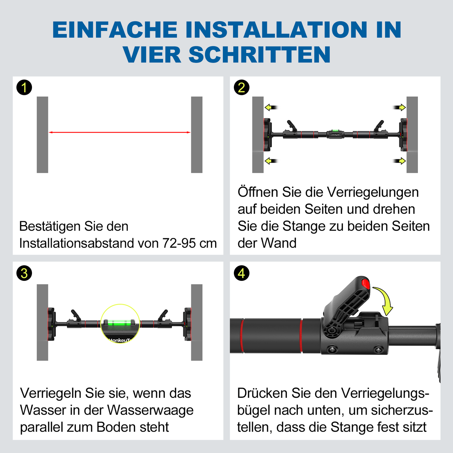 MonkeyTail Klimmzugstange für Türrahmen 72-95 cm