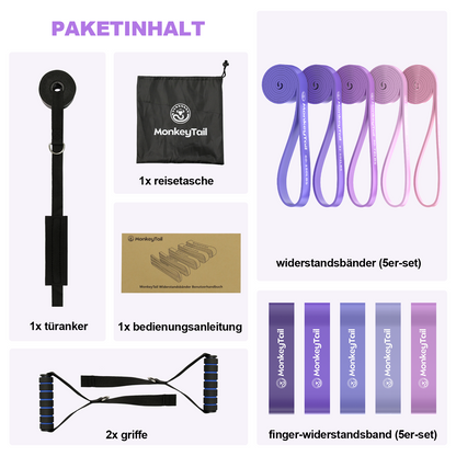 MonkeyTail Widerstandsbandset, 5 Stufen (unterschiedliche Intensitäten)